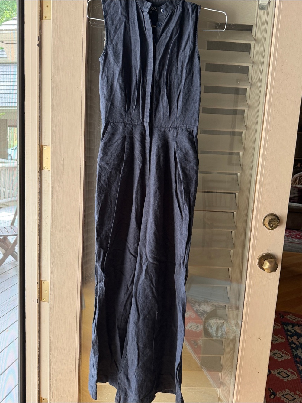 Mossi  Navy Wide-Leg Linen Jumpsuit